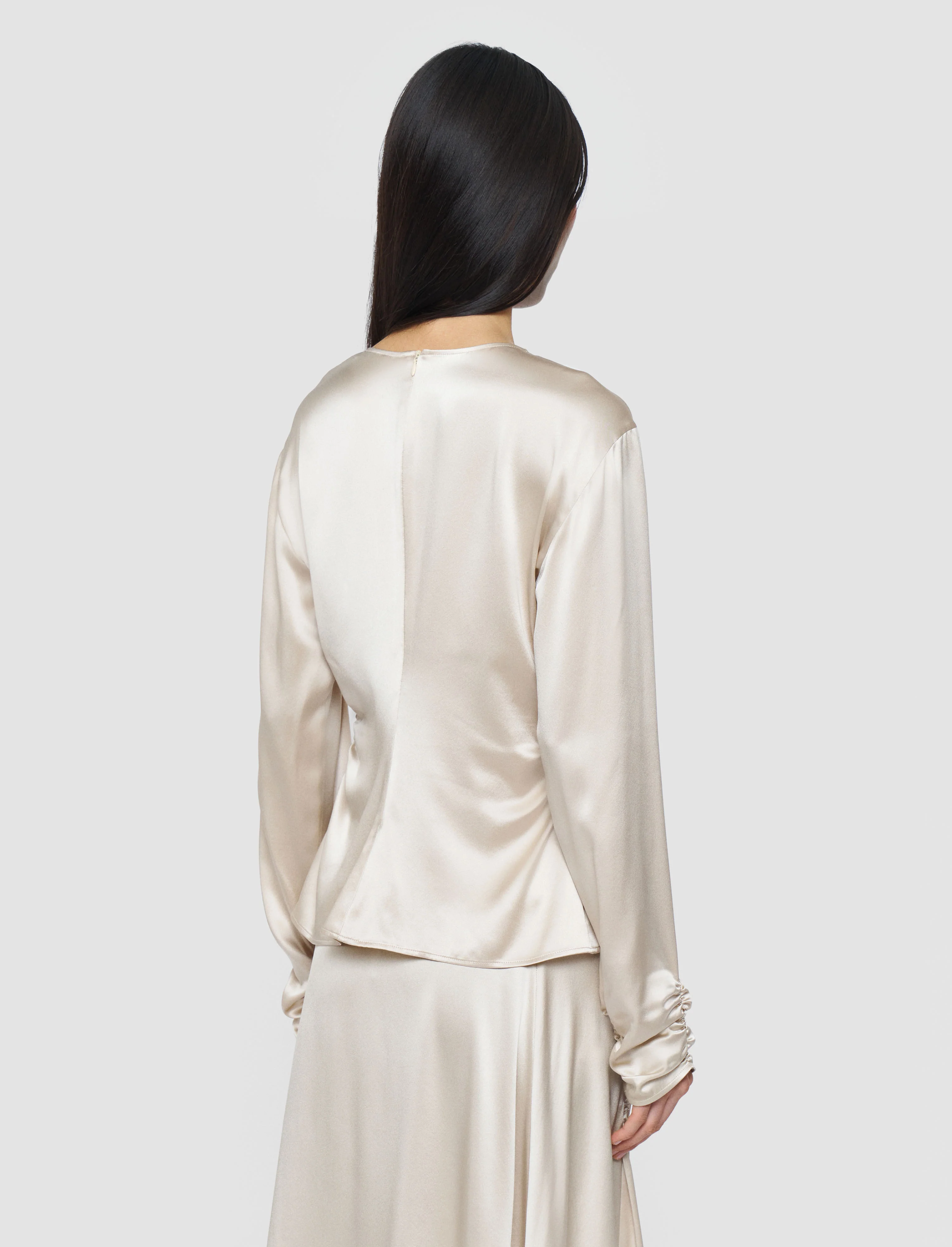 Anna Ruched Silk Satin Blouse - Image 4