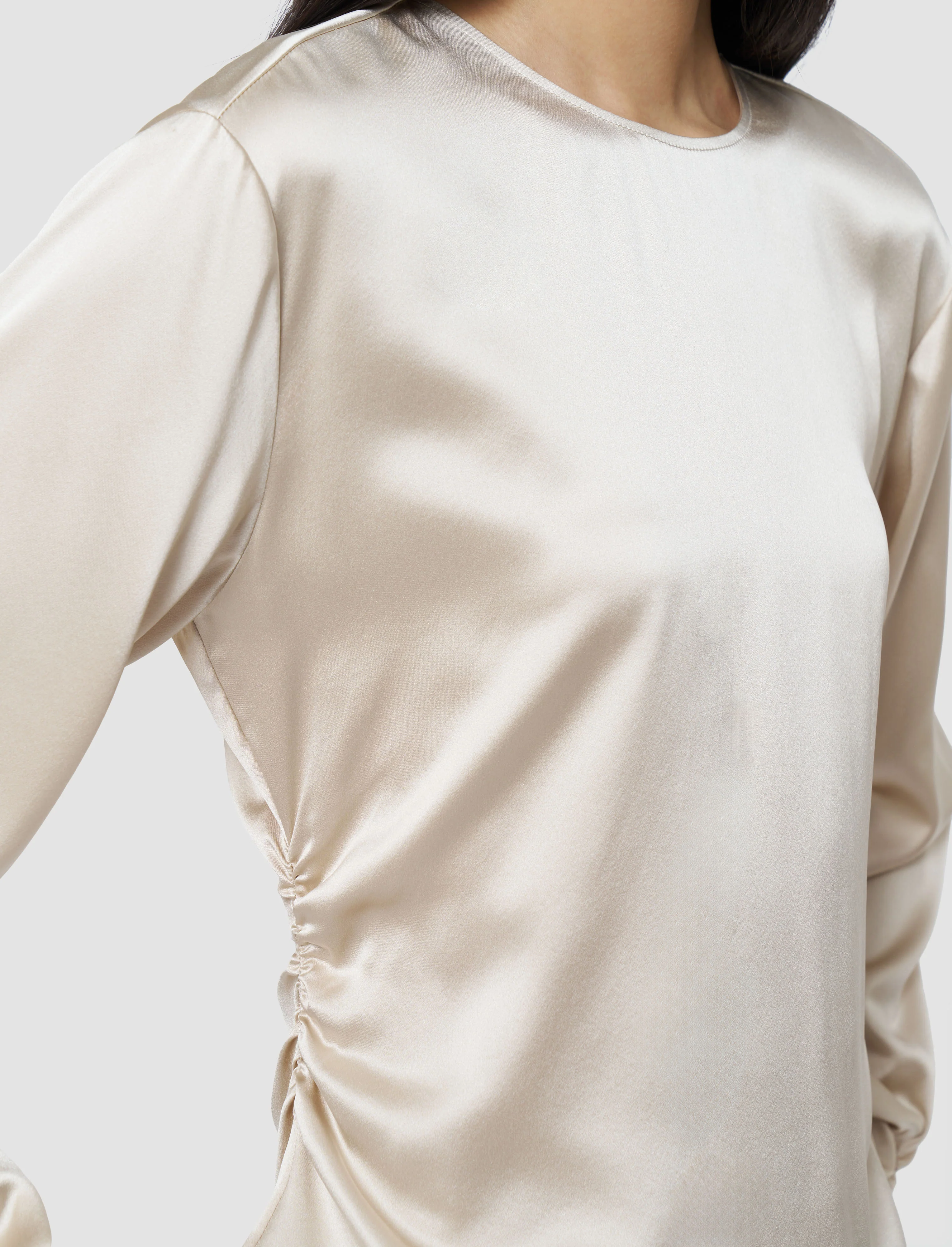 Anna Ruched Silk Satin Blouse - Image 5