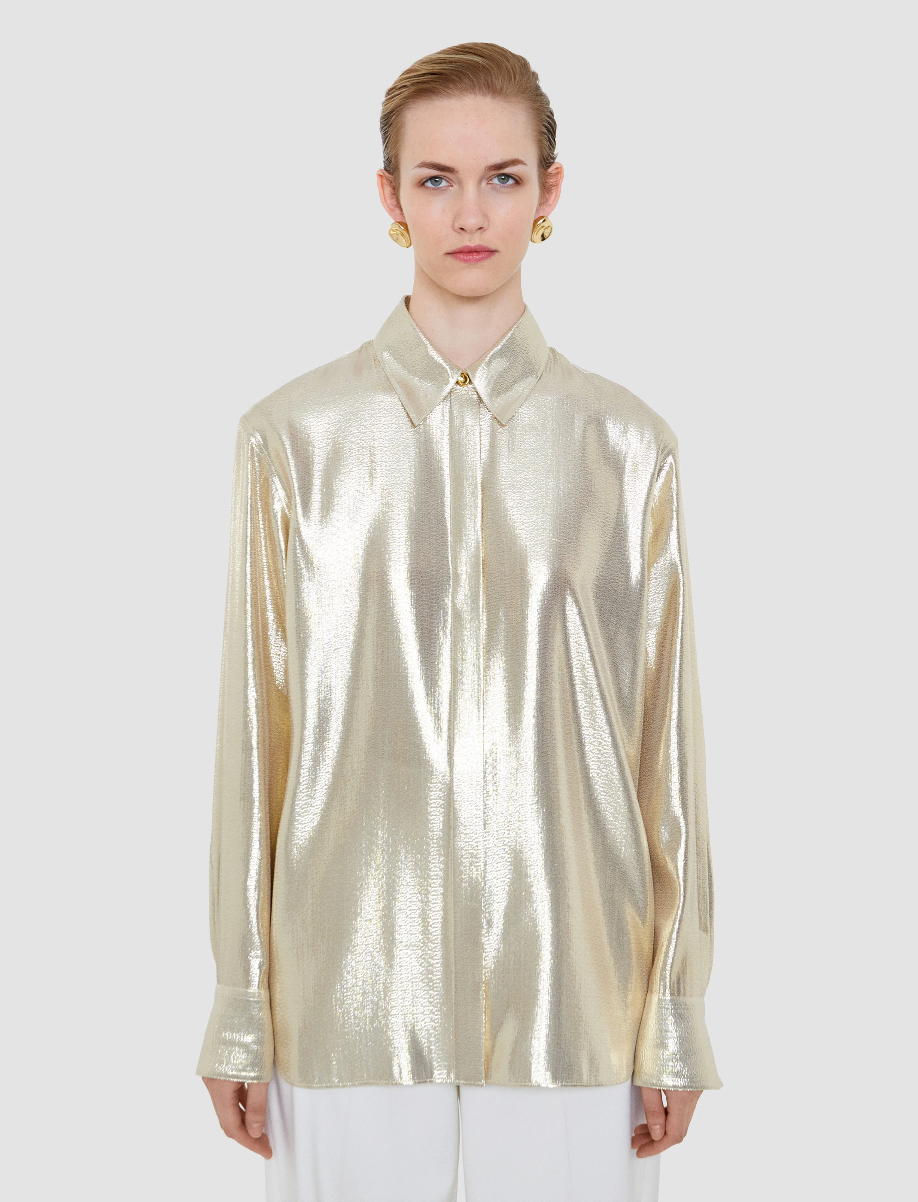 Capri Lamé Silk Blouse - Image 3