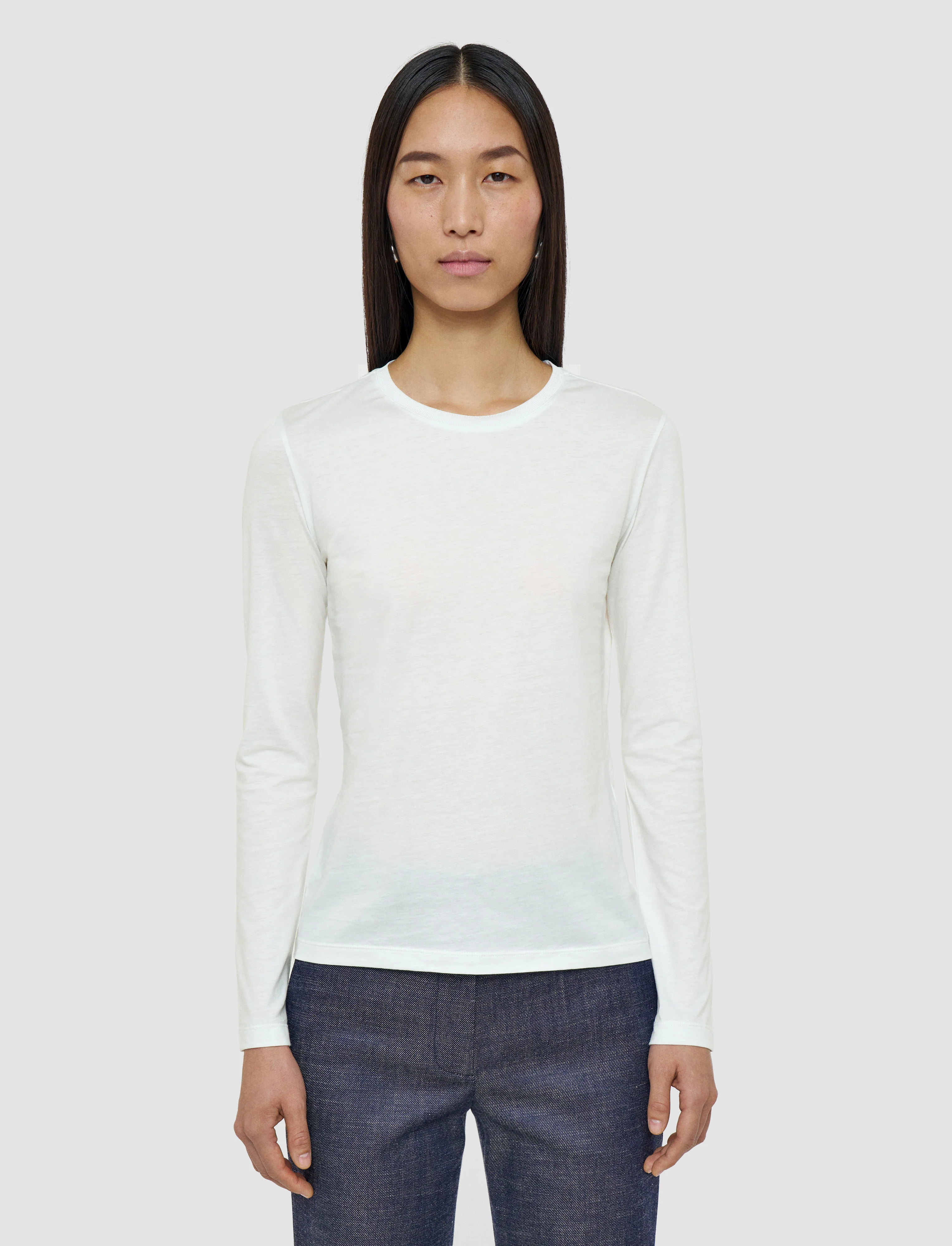 Cotton Silk Jersey Long Sleeve T-Shirt - Image 3
