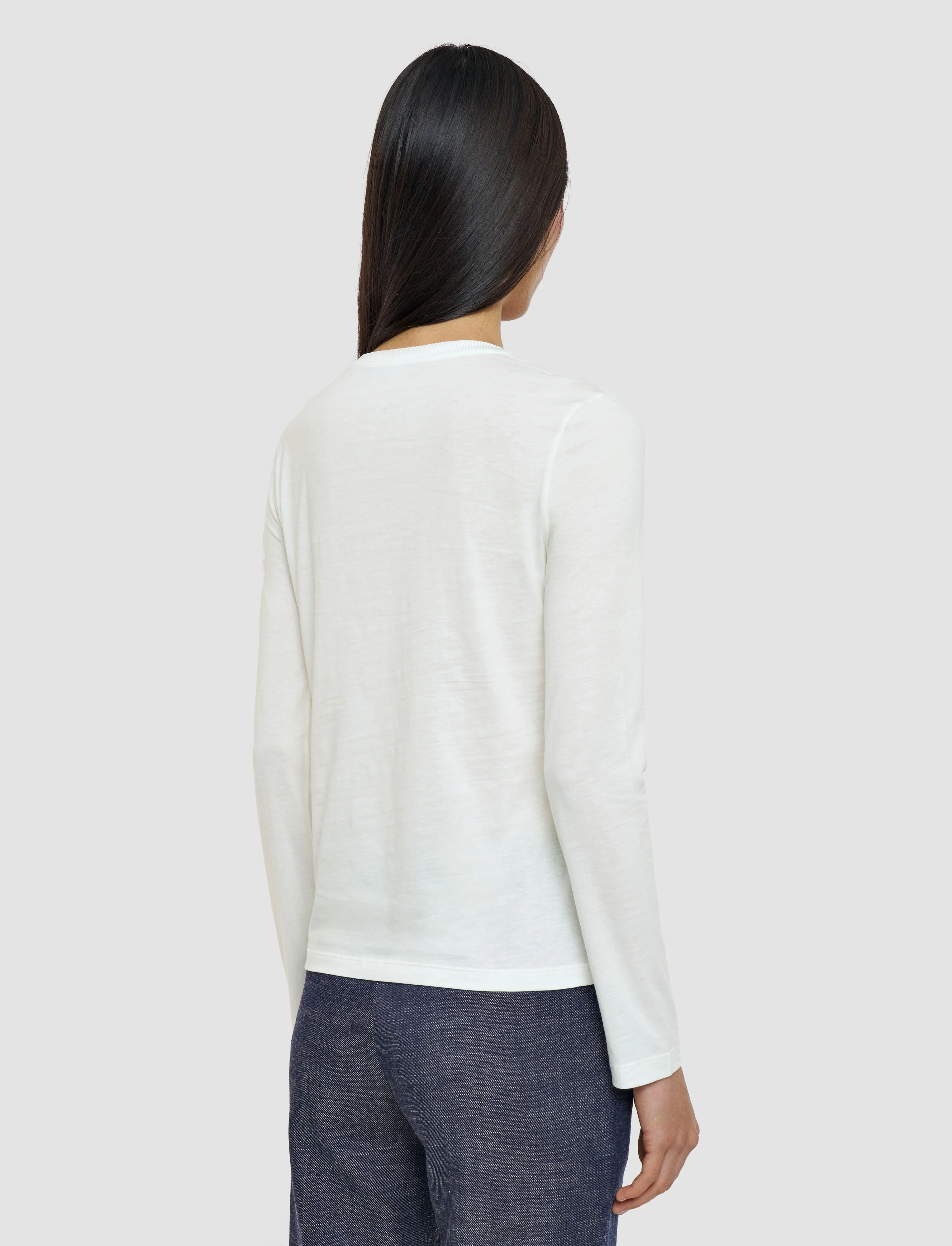 Cotton Silk Jersey Long Sleeve T-Shirt - Image 4