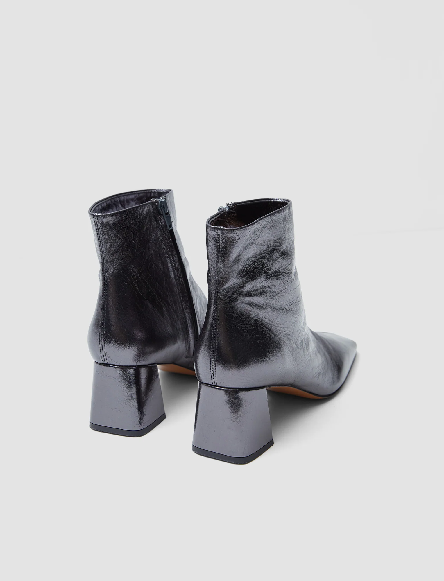 Heeled Metallic Leather Ankle Boots - Image 3