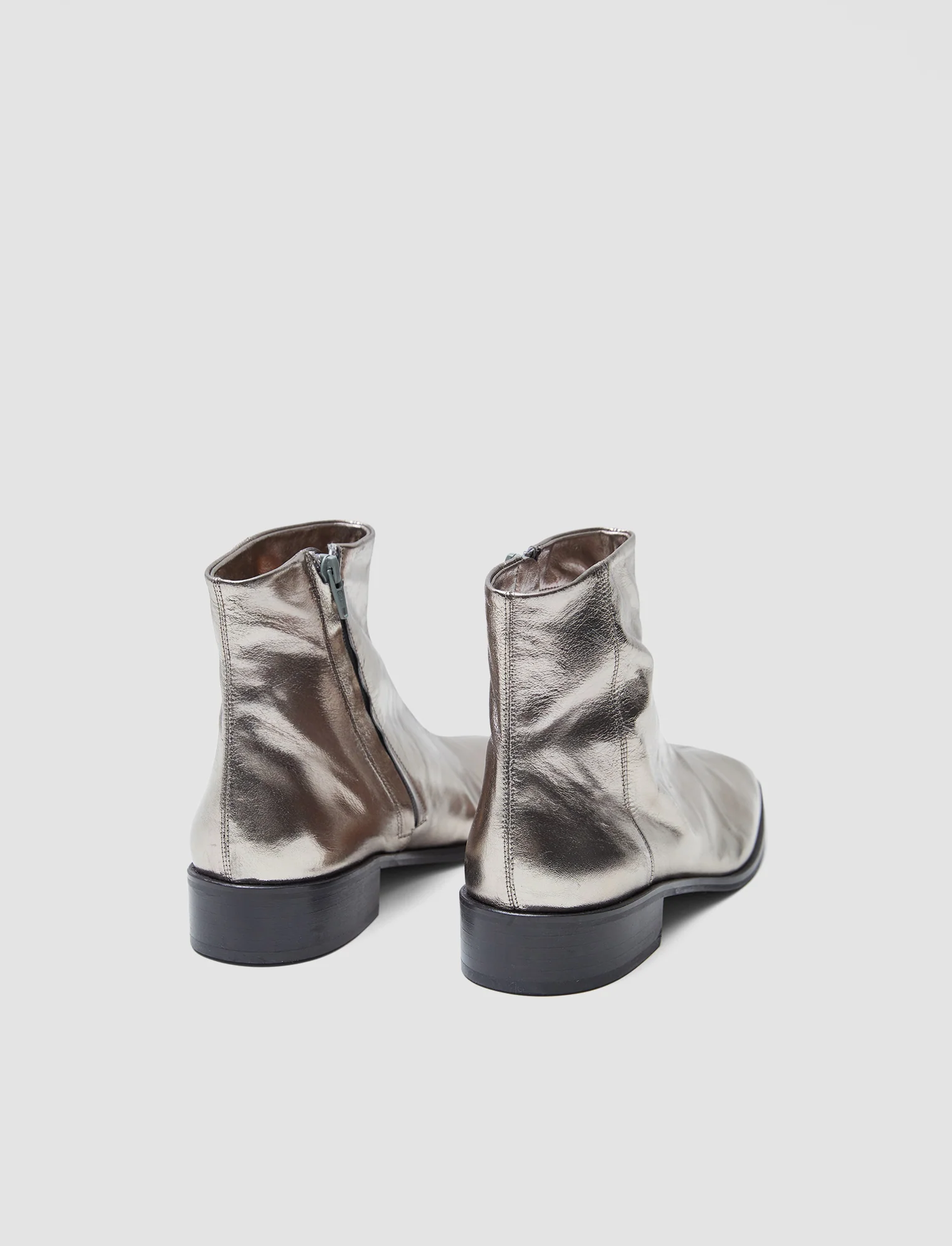 Metallic Leather Ankle Boots - Image 3