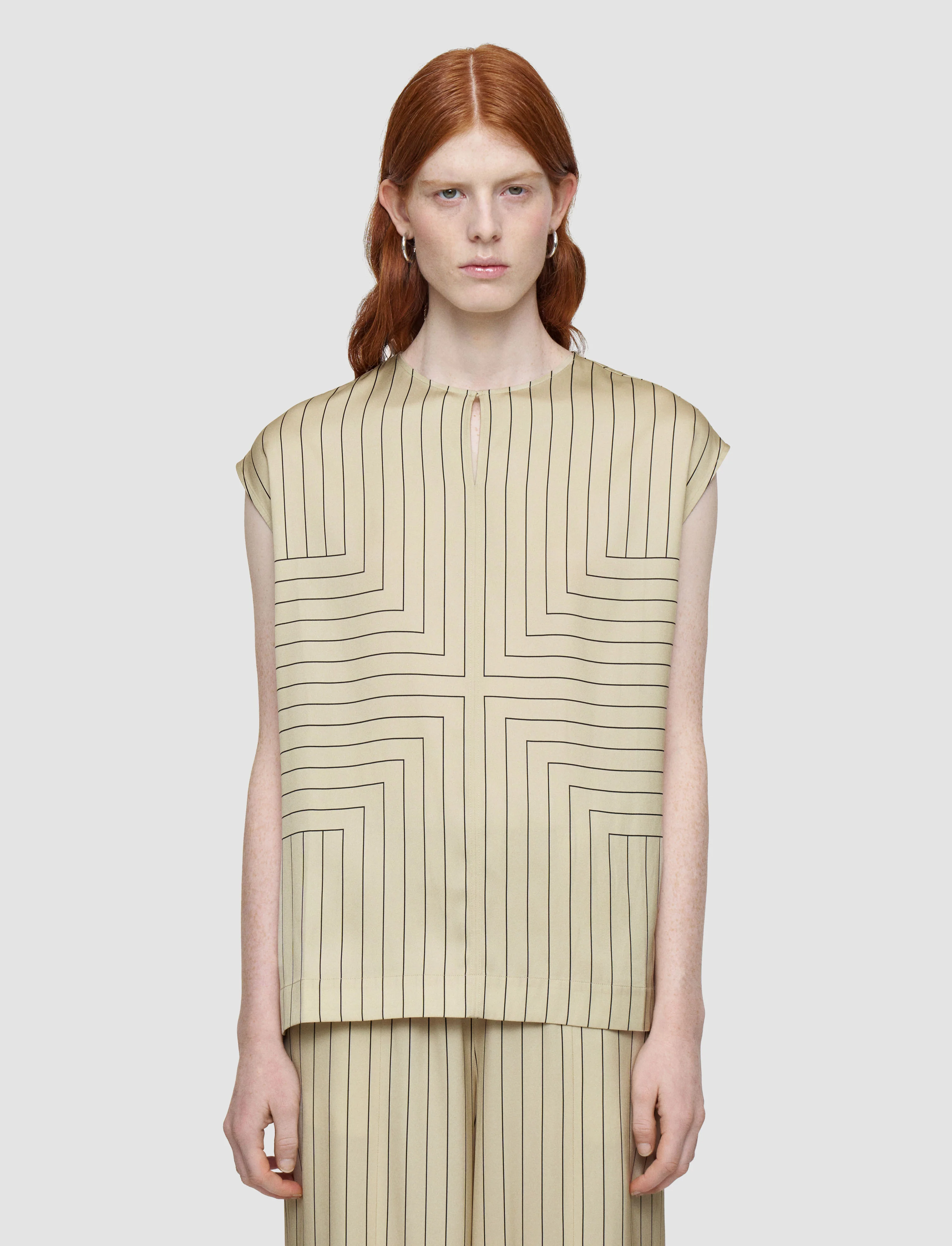 Louison Geometric Print Silk Top - Image 4