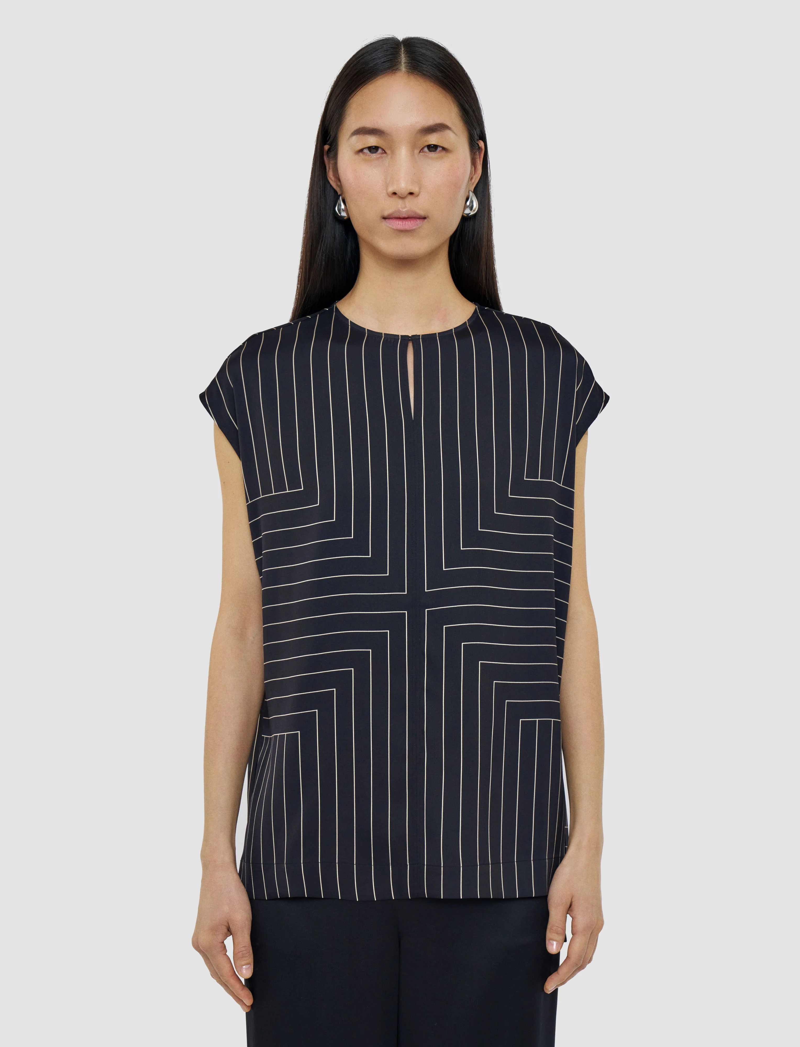Louison Geometric Print Silk Top - Image 3