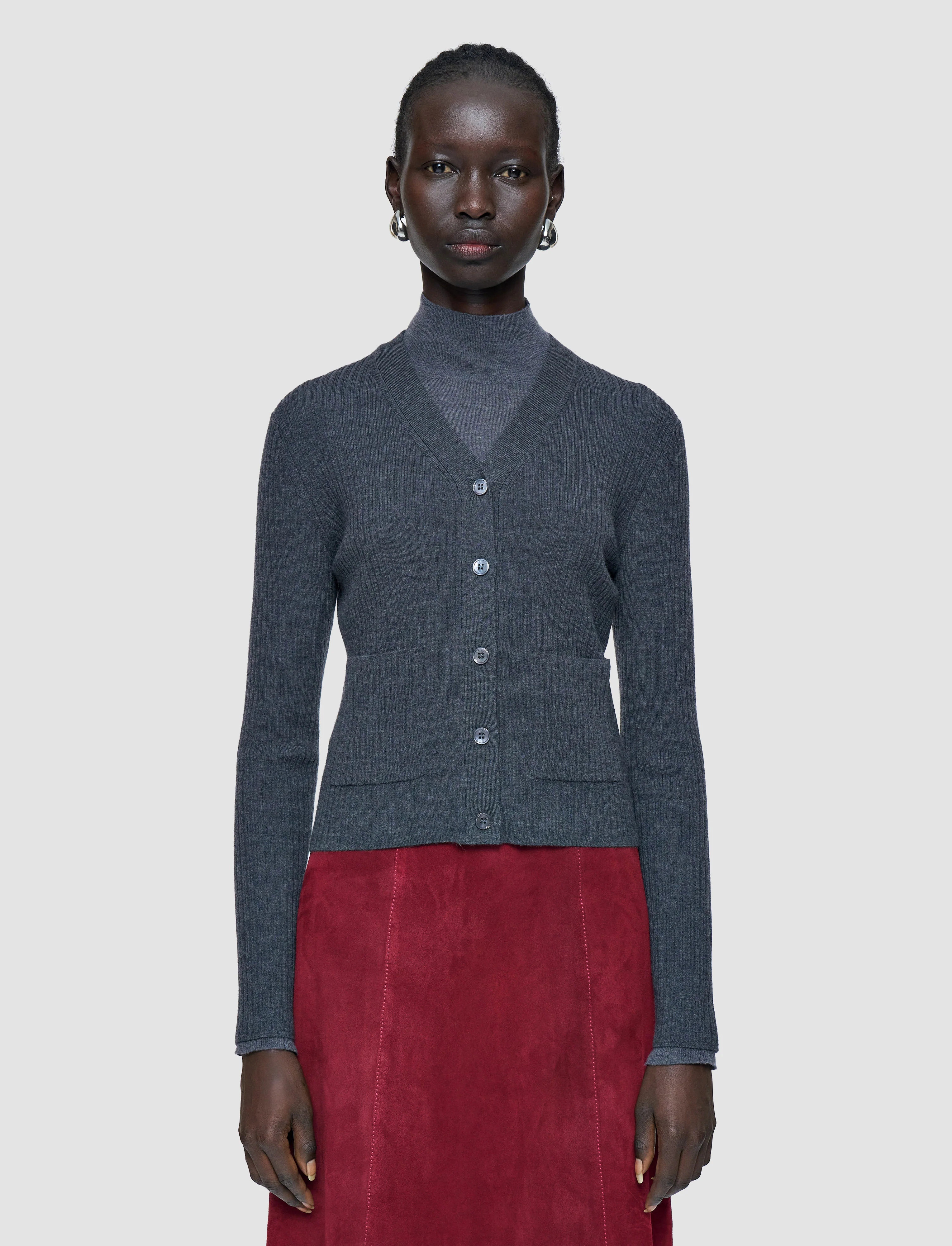 Merino Rib Knit Cardigan - Image 3