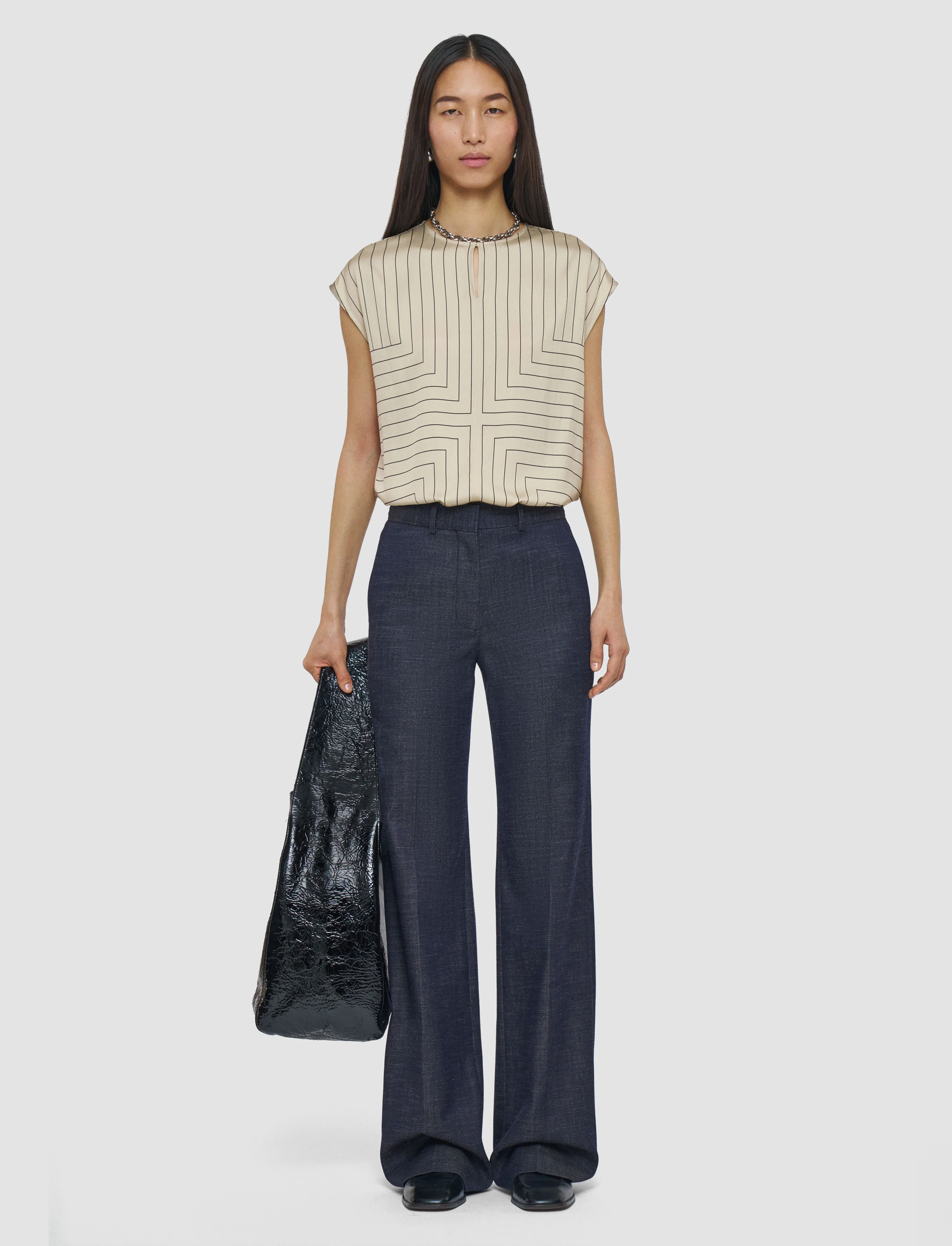 Louison Geometric Print Silk Top - Image 3