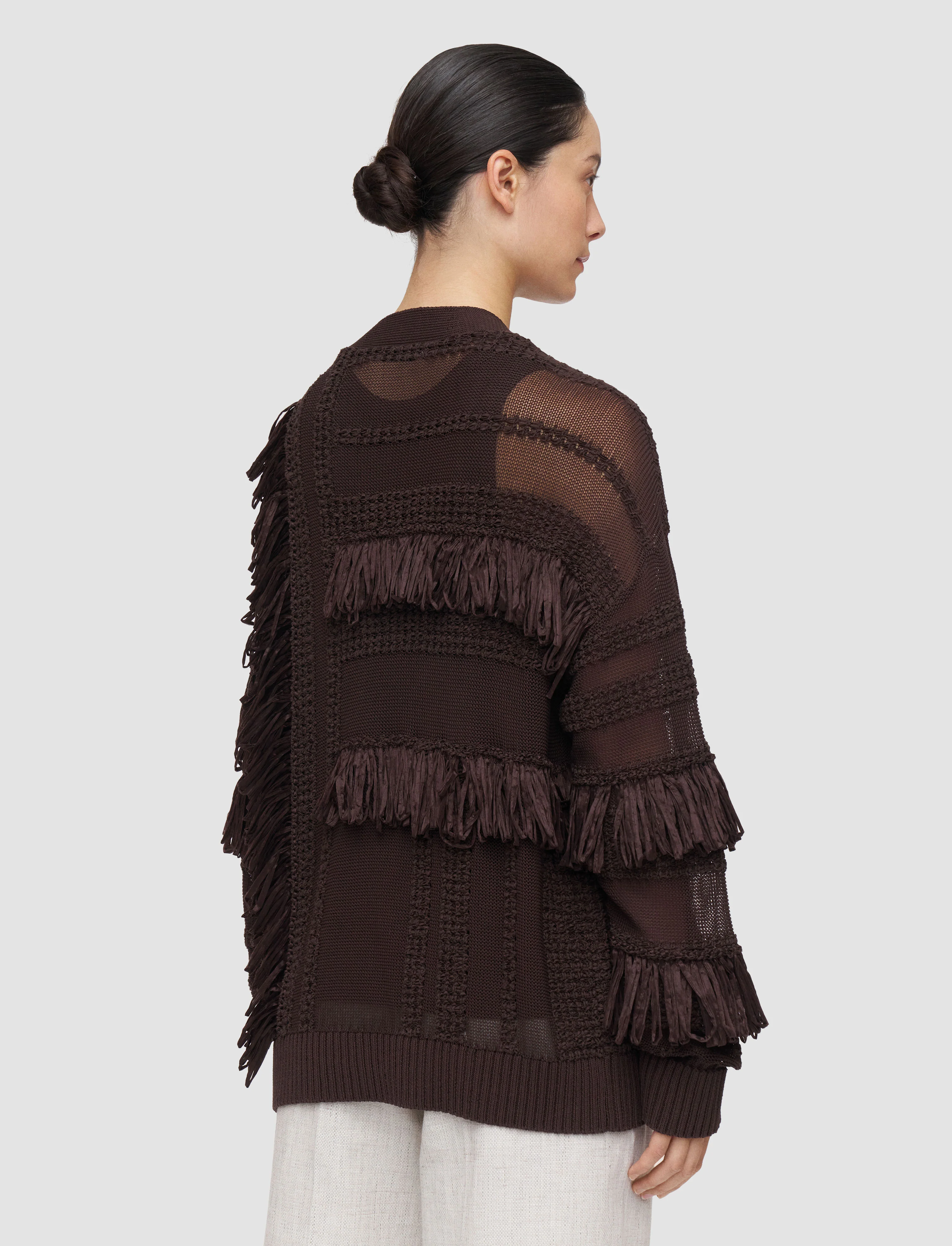 Musa Cotton Raffia Fringe Cardigan - Image 3