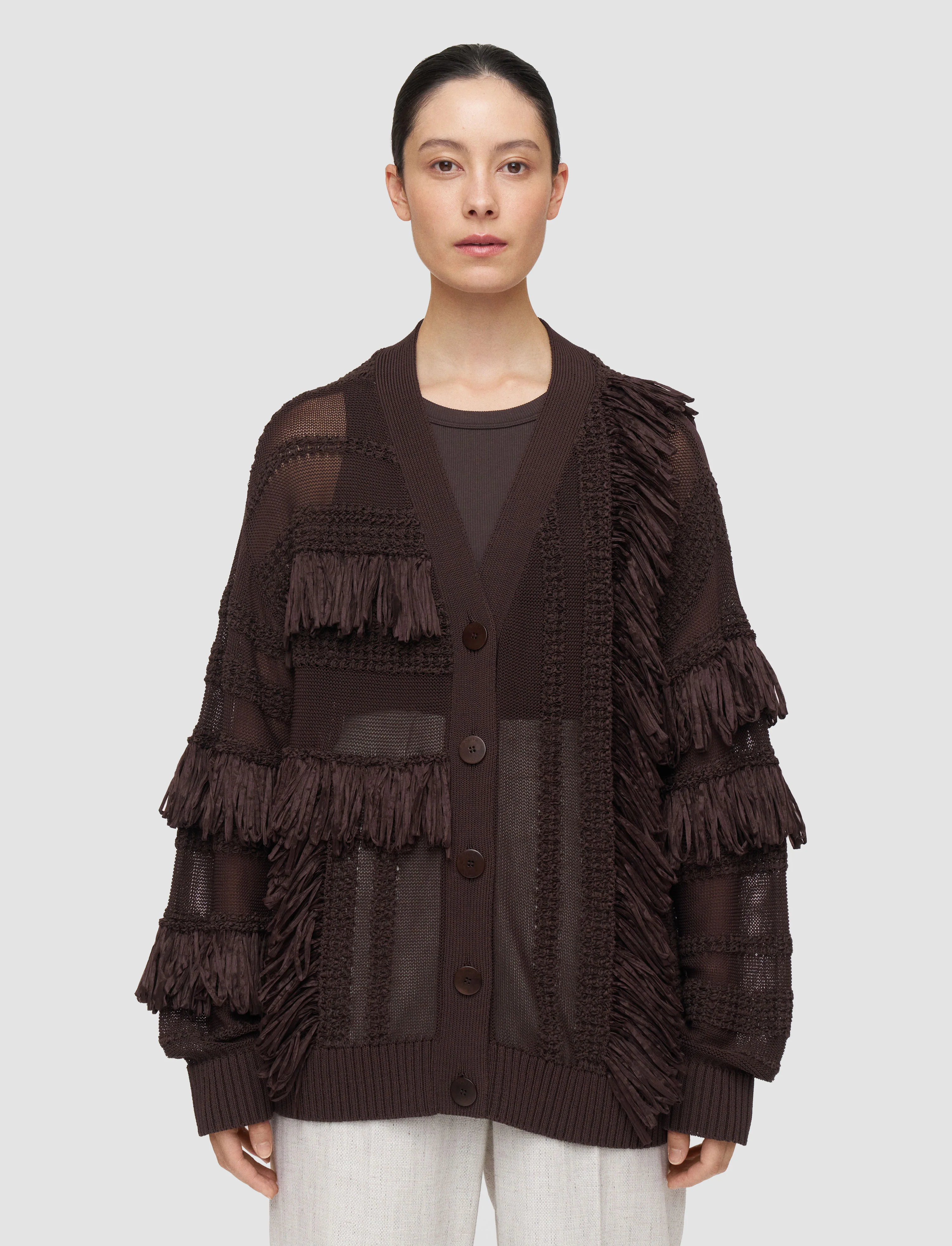 Musa Cotton Raffia Fringe Cardigan - Image 5