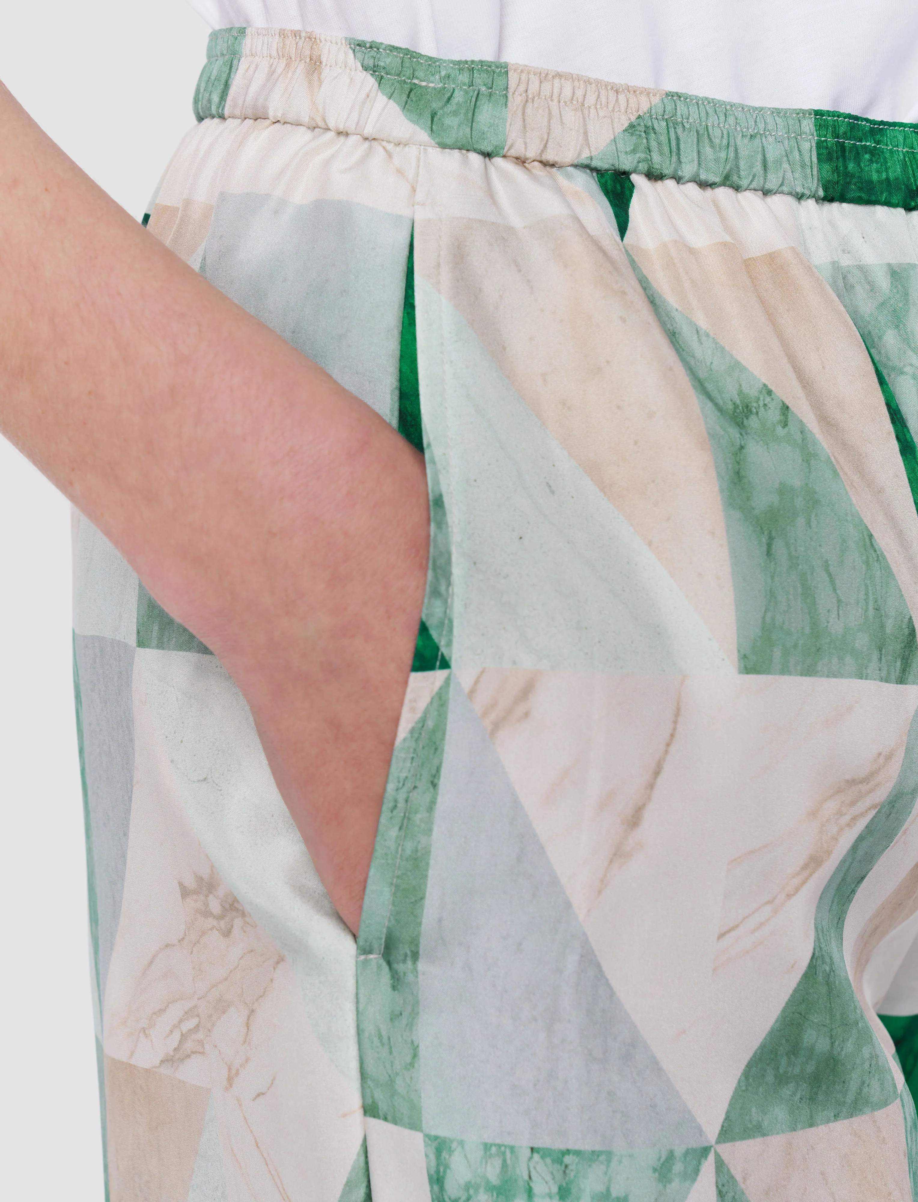 Thoresby Marble Print Silk Trousers - Image 5