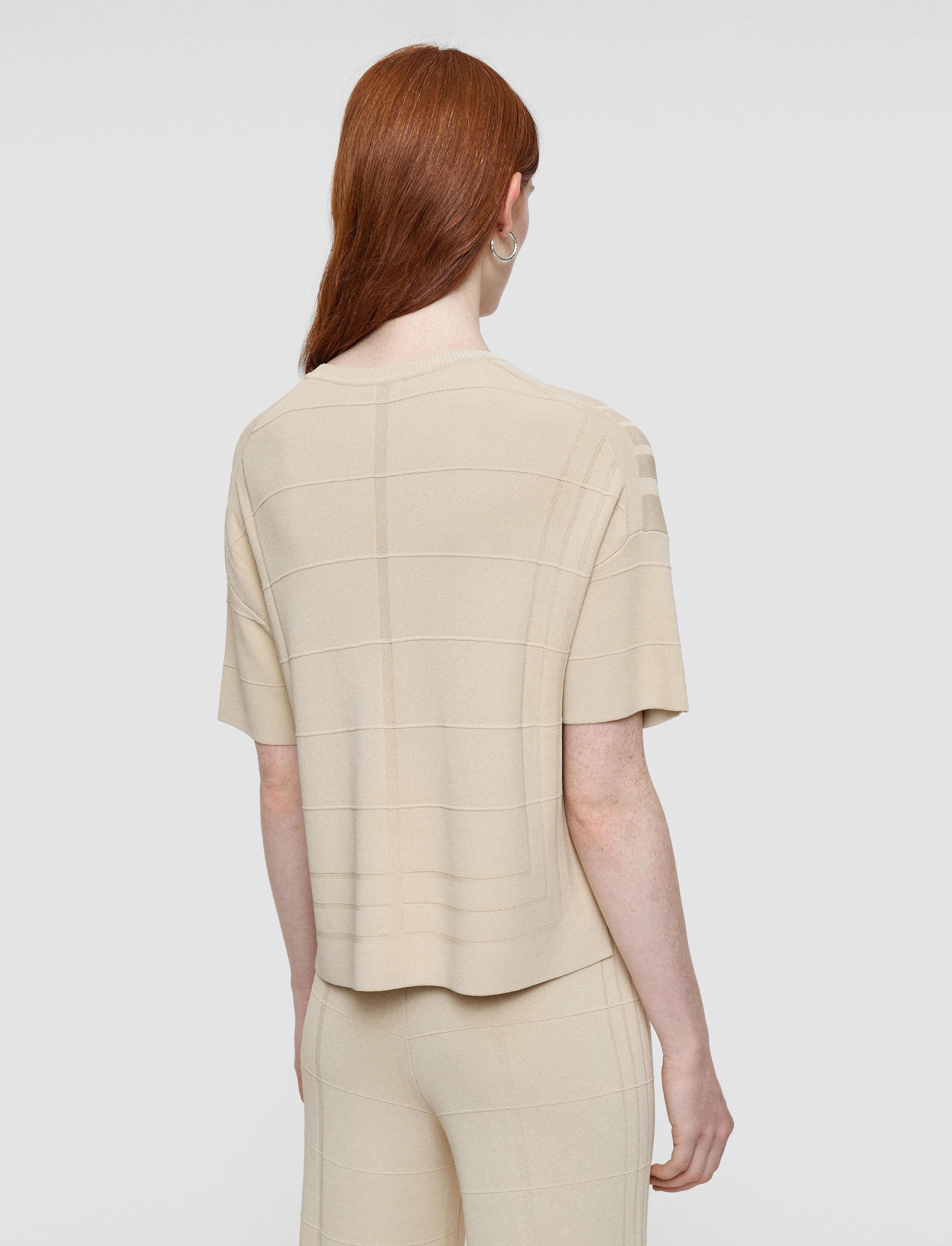 Viscose Grid Knit T-Shirt - Image 3