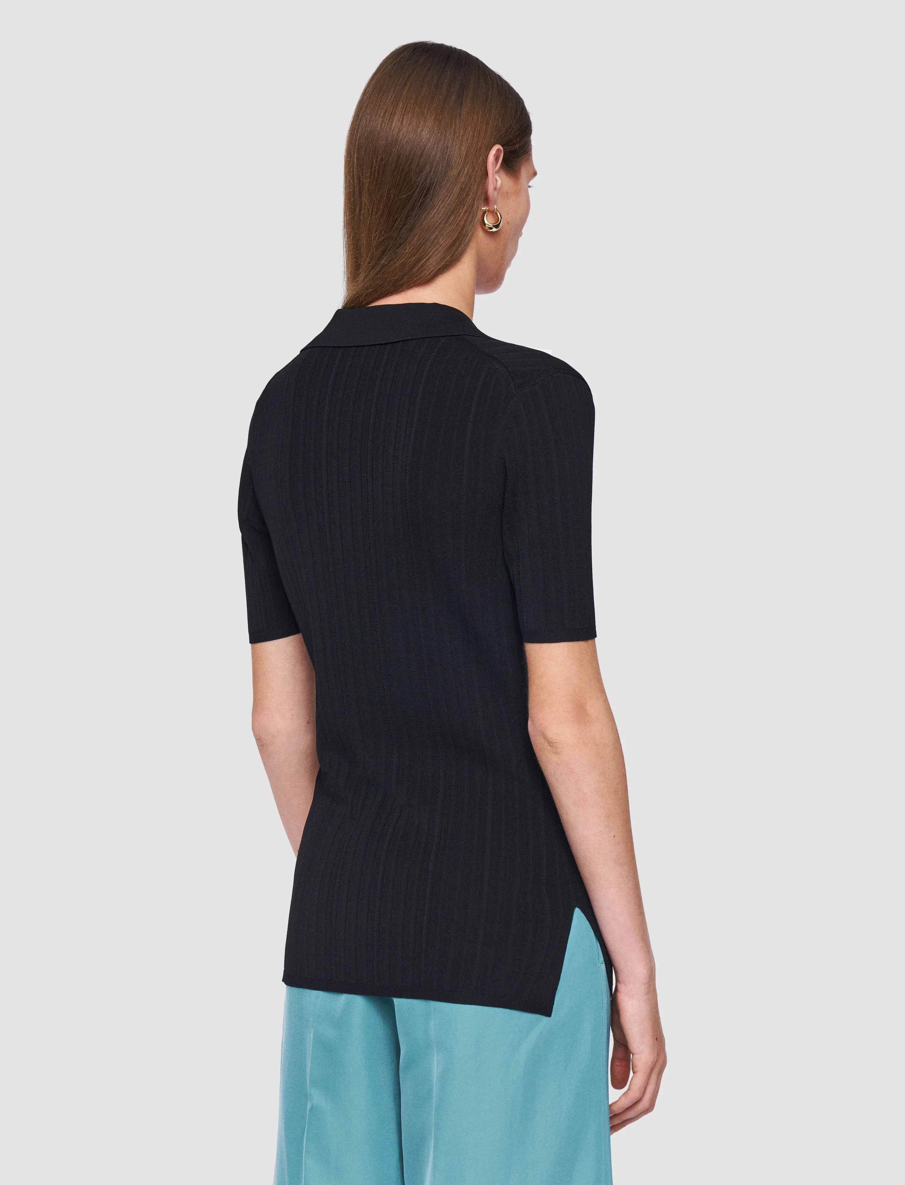 Viscose Rib Knit Polo Top - Image 4
