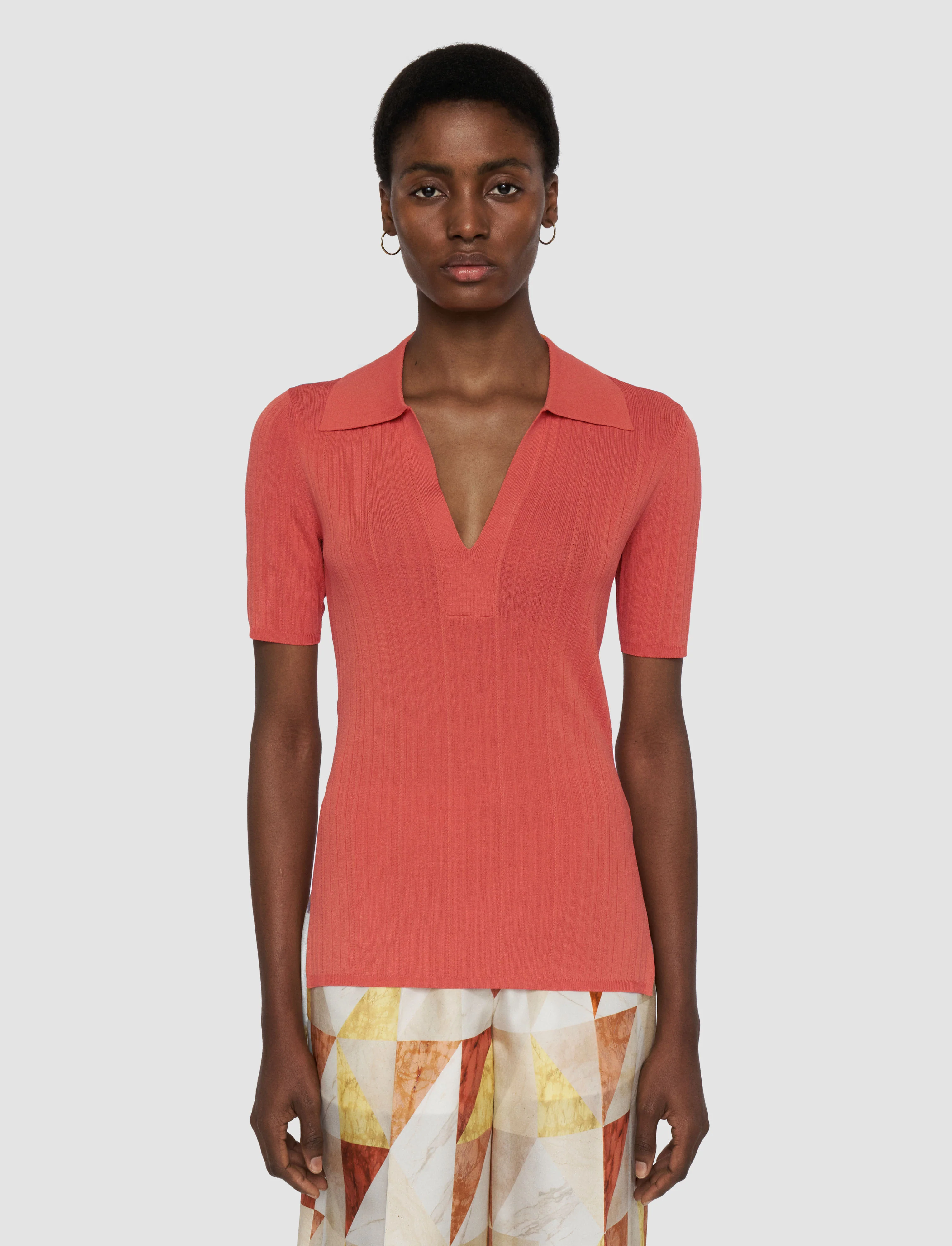 Viscose Rib Knit Polo Top - Image 3