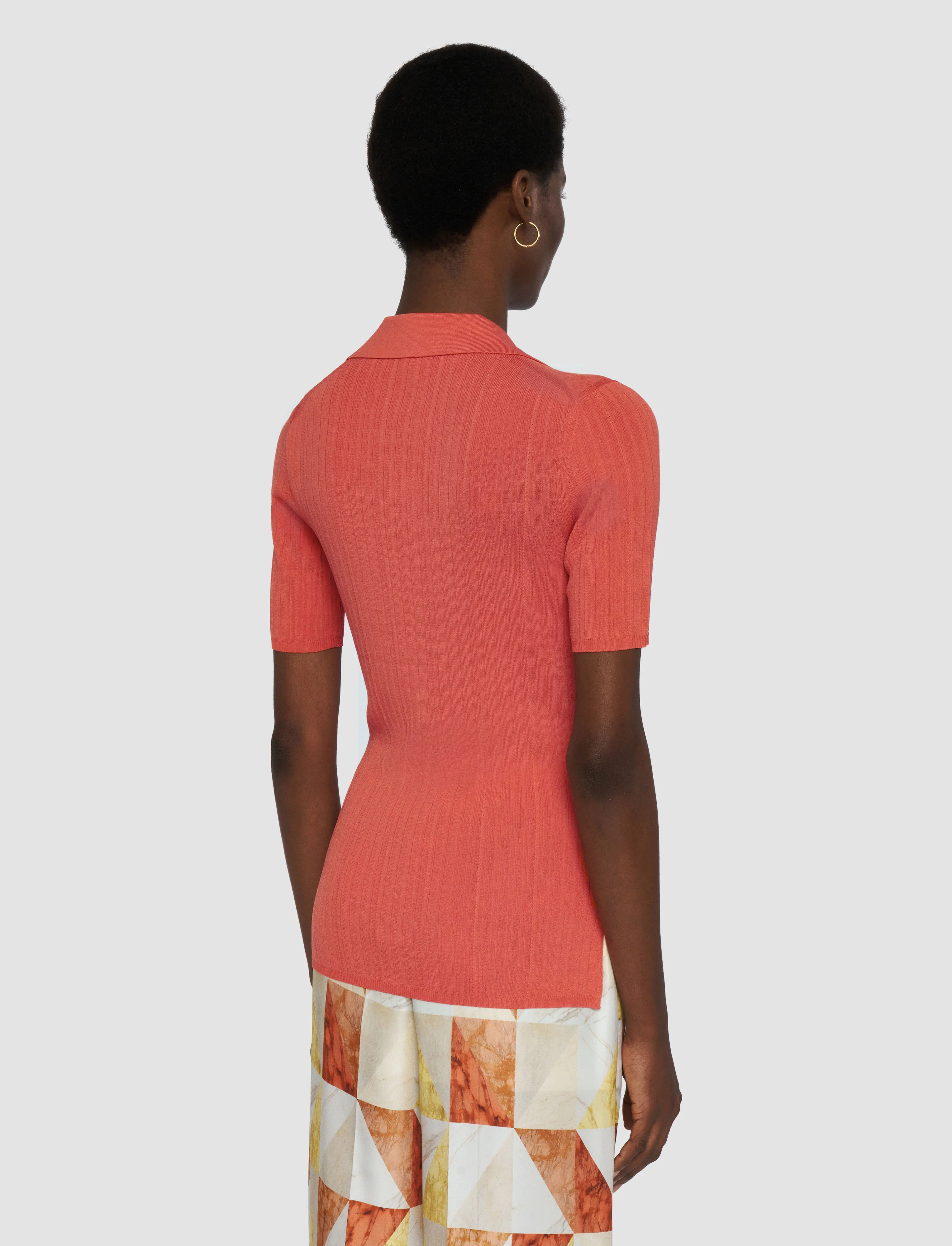 Viscose Rib Knit Polo Top - Image 4
