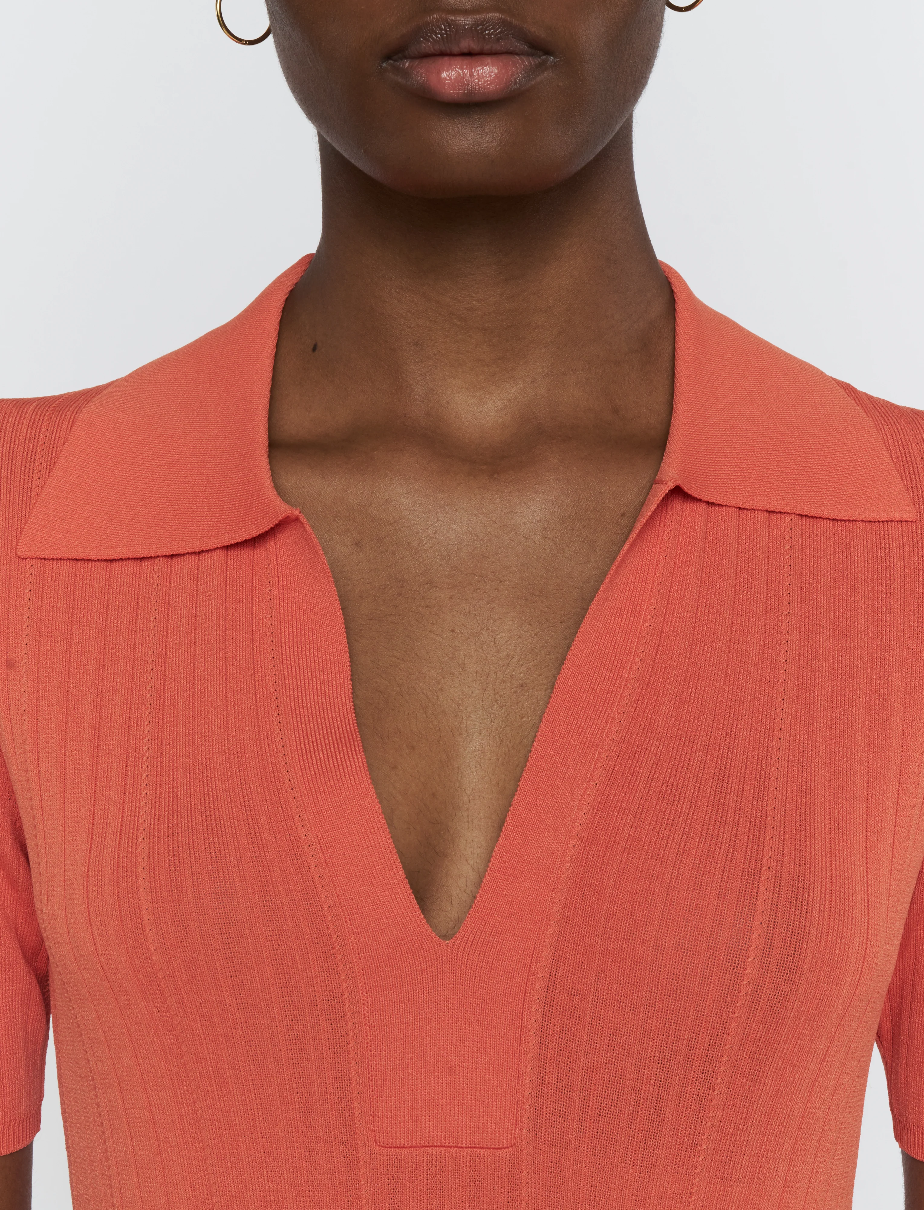 Viscose Rib Knit Polo Top - Image 6