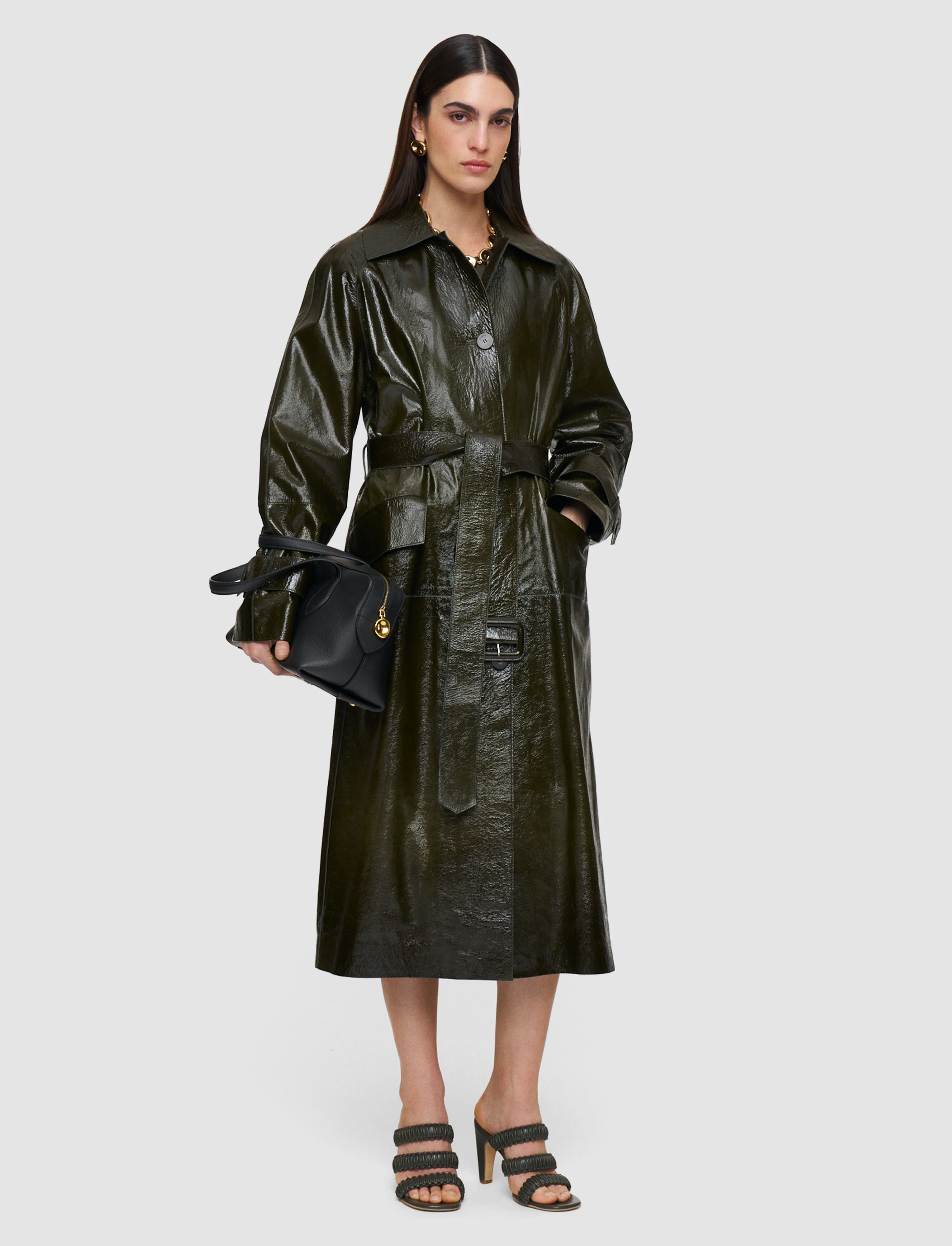 Zahia Textured Patent Leather Coat - Image 3