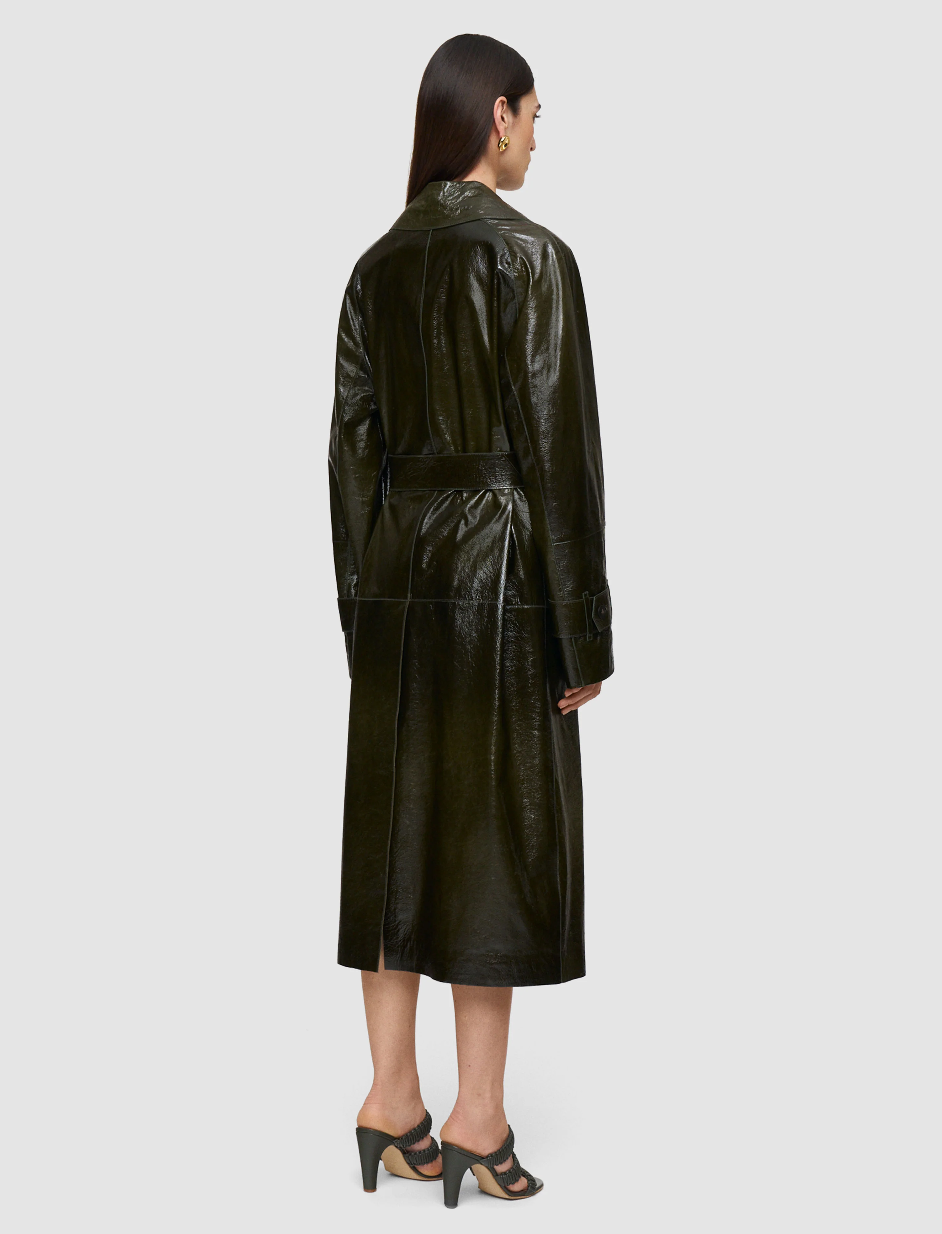 Zahia Textured Patent Leather Coat - Image 4