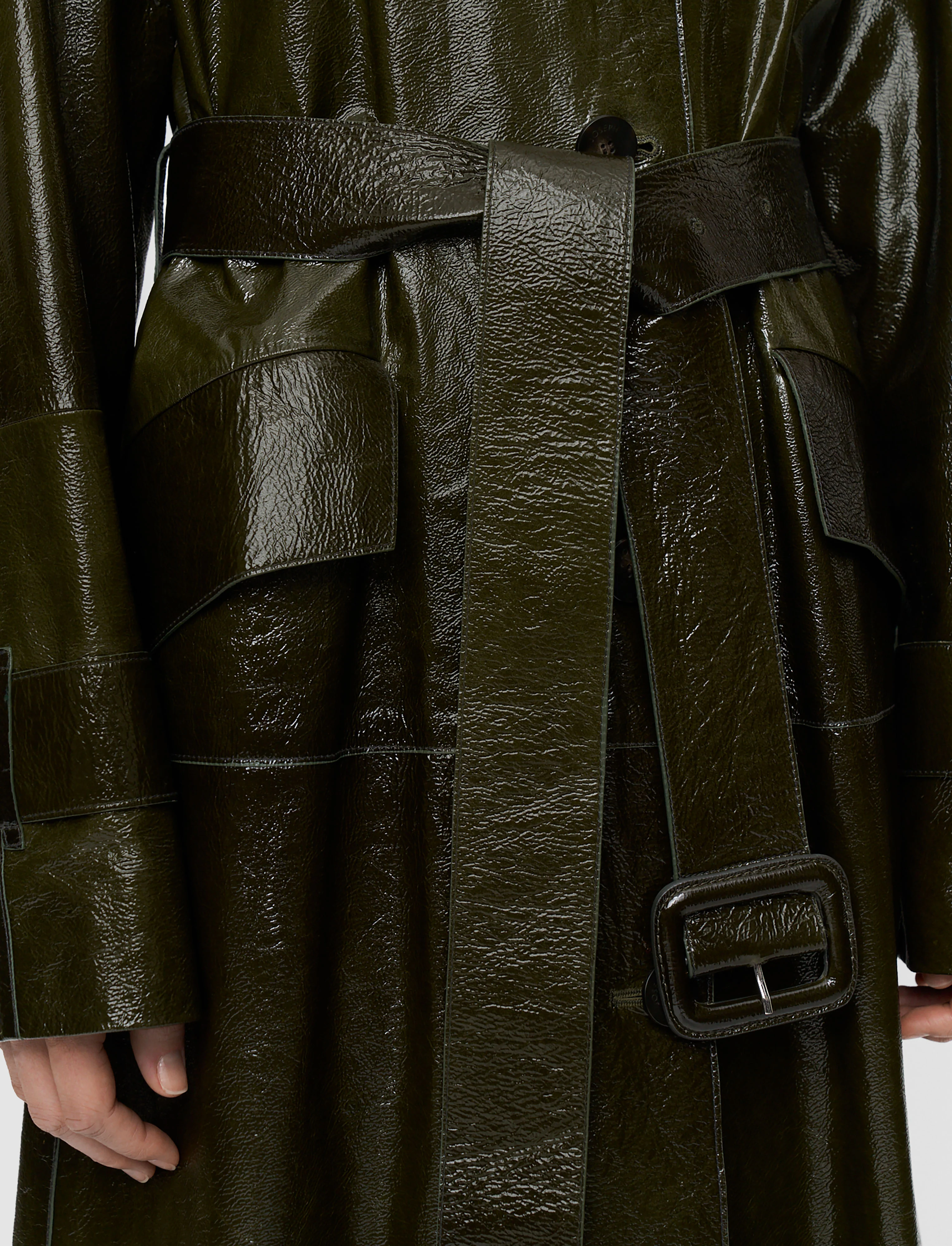 Zahia Textured Patent Leather Coat - Image 5